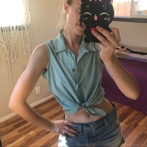 Green Gingham Patagonia Button Up Tank